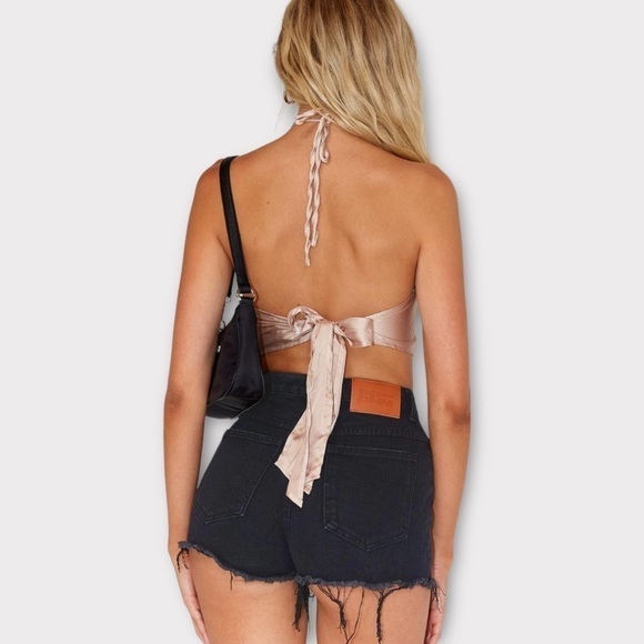 𝅺Princess Polly Elise Distressed Denim Shorts Black NWT - Picture 14 of 14